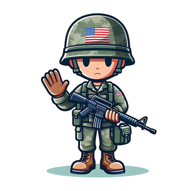 soldier with a gun cartoon chacacter