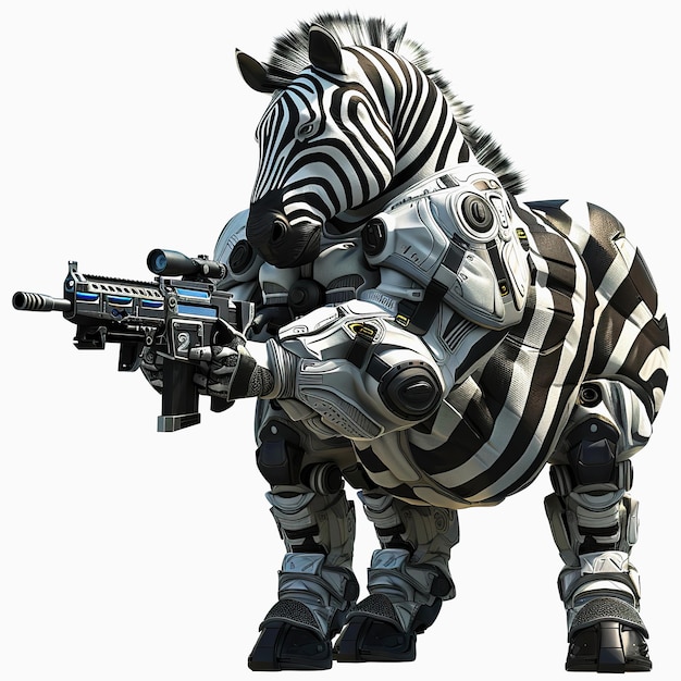 A Soldier Zebra cartoon illustration 3D Army Zebra Soldier cartoon with weapons