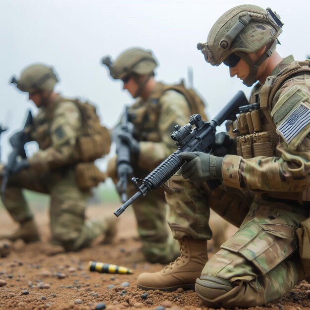 Photo soldiers are lined up in a field and one of them has the word  usa  on the front