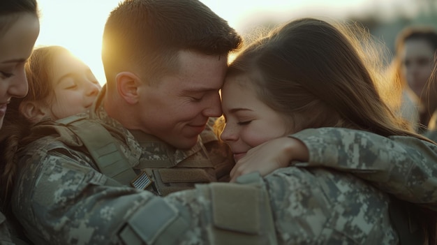 Photo soldiers emotional 3d reunion family welcomes hero home on veterans day