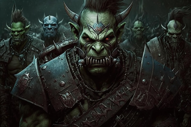 Soldiers of the horde Orcs have green skin and are known as warriors