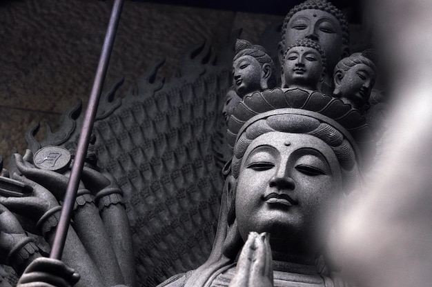 Solemn buddha stone carving art