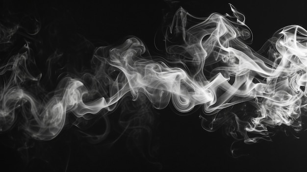 Photo solid black background with grey smoke