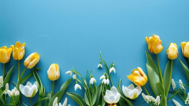 Solid color background tulips white space view