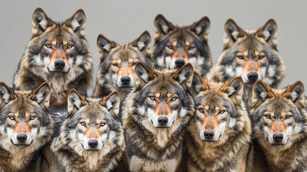 Photo the solidarity of wolves isolated on a flat background