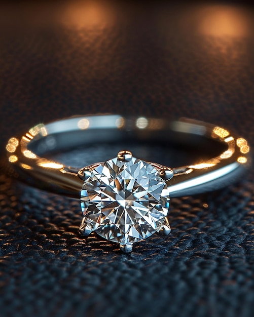 Solitaire Diamond Engagement Ring Platinum Background