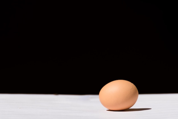 Solitary egg with black background feeding concept