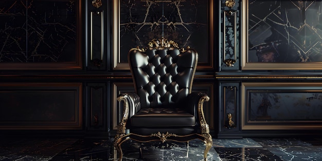 A solitary grand throne emanates lavishness and splendor Concept Regal Throne Exquisite Design Majestic Chair Opulent Elegance Luxurious Seating