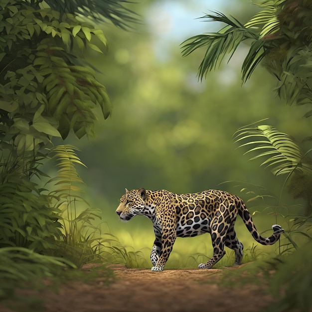 Photo a solitary jaguar prowling through the underbrush