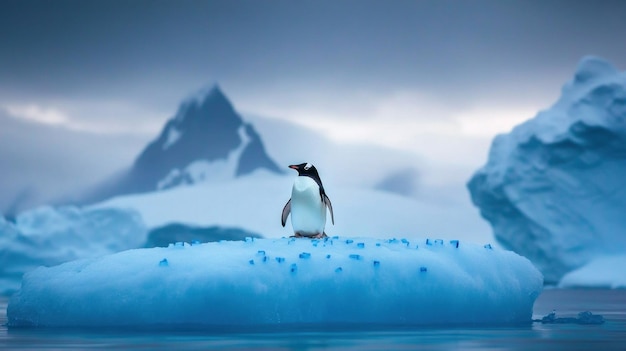 Photo solitary penguin on an iceberg