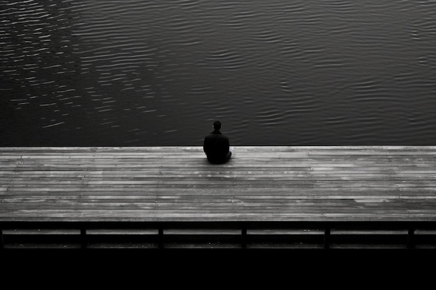 Solitary person Black and white monochrome feeling lonely aesthetic look