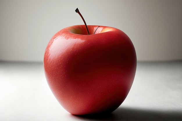 Solitary red apple on a white background