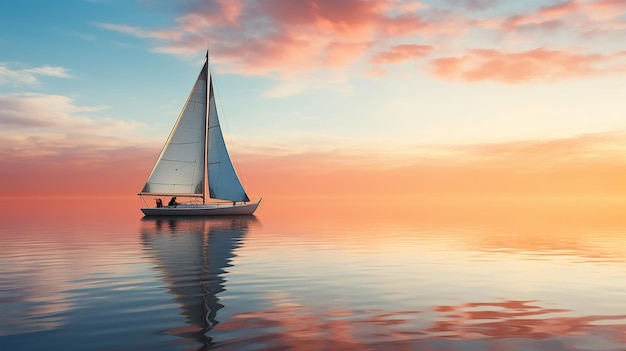 Solitary Sail Navigating the Desolate Sea