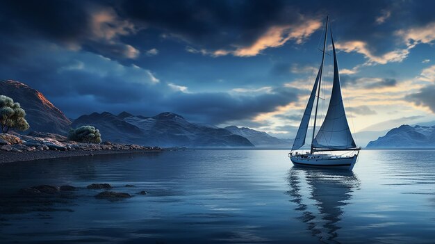 Solitary Sail Navigating the Desolate Sea