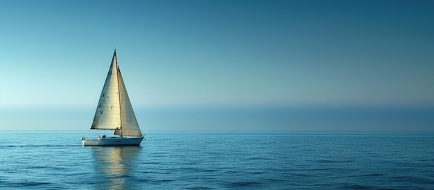 Solitary Sailboat on a Tranquil Sea