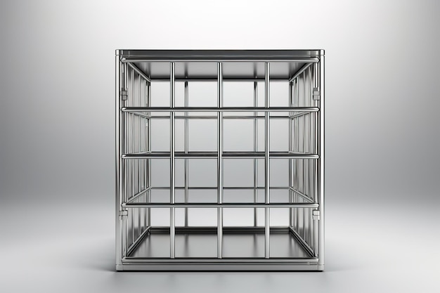 A Solitary Steel Cage Against a Pristine White Background on a Clear PNG or White Background