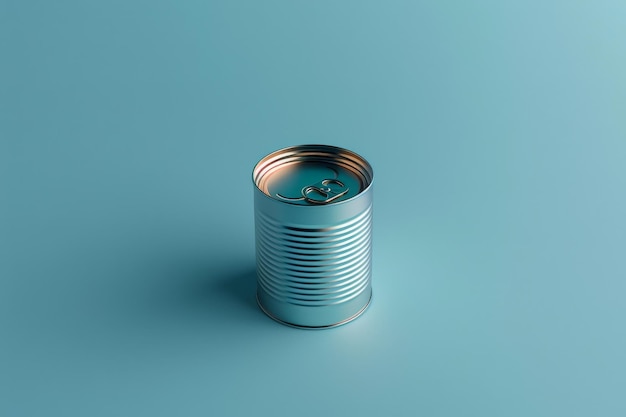 Solitary Tin Can on Solid Background