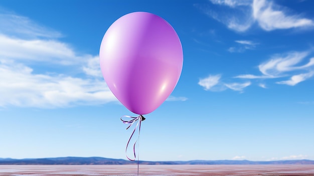 Solitary Violet Balloon Against Clear Sky