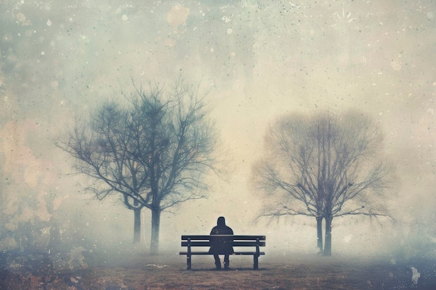 Solitude in a misty park