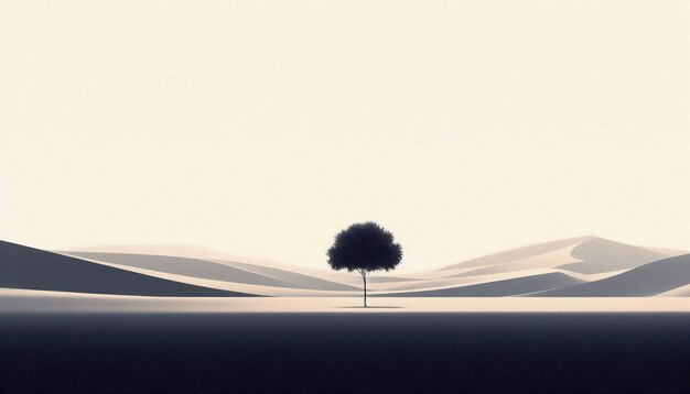 Photo solitude in the sands a minimalist desert landscape with a lone tree