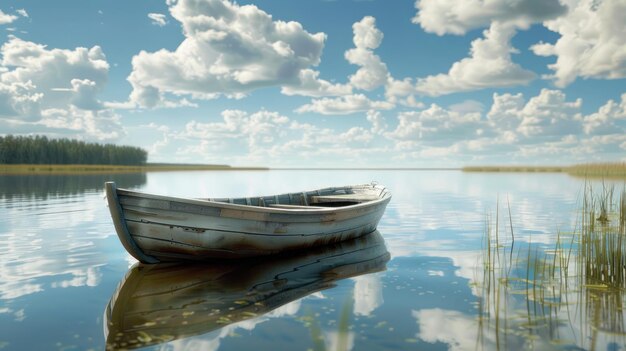 Photo solitude and serenity on a still lake