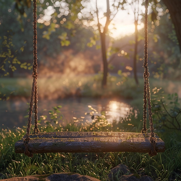 Photo solitude swings empty seat