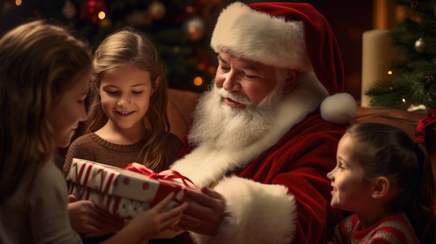 A Solo Dad Giving a Christmas Gift to Kids background