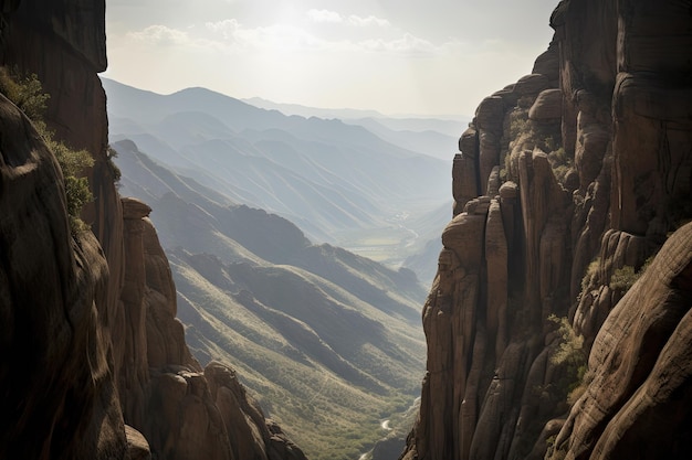 Solo rock climber scaling a steep rock face Generative Ai