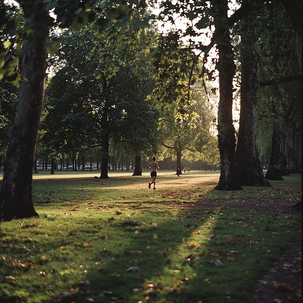 A Solo Runner in Londons Green Park