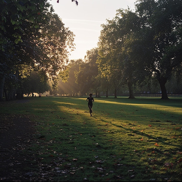 A Solo Runner in Londons Green Park