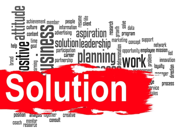 Solution word cloud with red banner