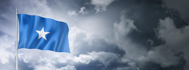 Somalian flag on a cloudy sky