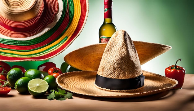 Sombrero amidst mexican food