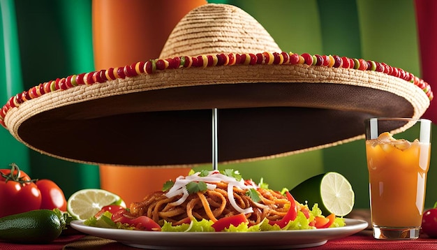 Sombrero amidst mexican food