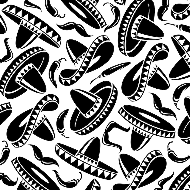 Photo sombrero pattern background set collection icon sombrero vector