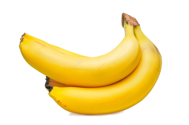 Some bananas over white background