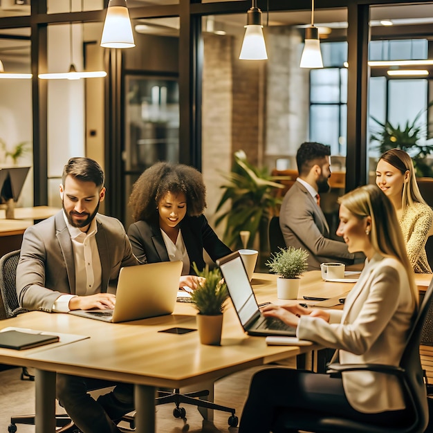 Some employee working together in the office inside