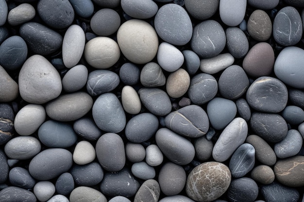 Some gray pebbles laid on the ground AI generated