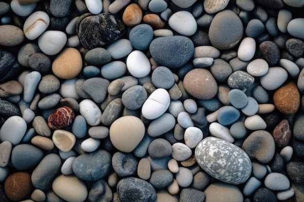 Some gray pebbles laid on the ground AI generated