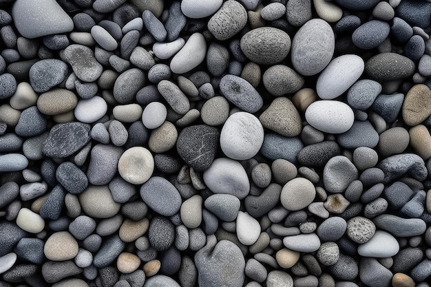 Some gray pebbles laid on the ground AI generated