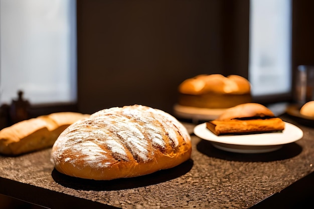 Some Sourdough bread at the served at the table