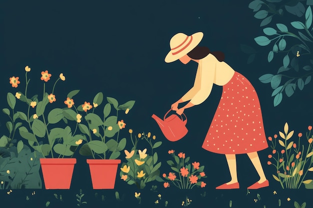 Photo someone gardening flat design vector illustration