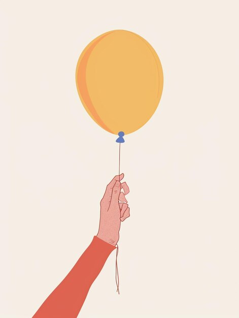 Photo someone holding a yellow balloon with a blue string attached to it generative ai