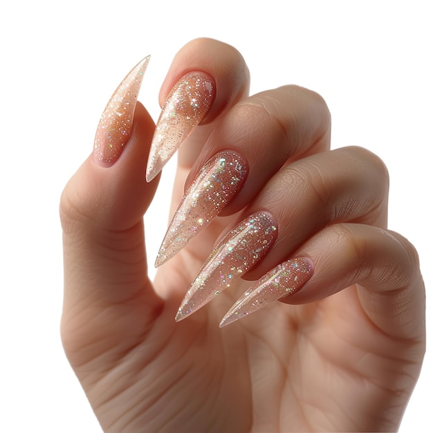 someone is holding a pair of fake nails with glitter on them generative ai