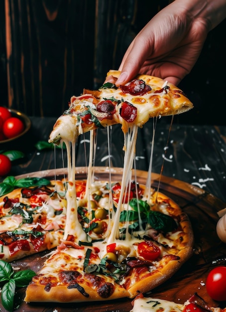 someone is washing a slice of pizza with a spatula