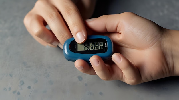 Photo someone measuring blood sugar level with blood glucose metr world diabetes day concept