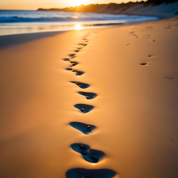 Someones Footprints on the Beach at Dusk