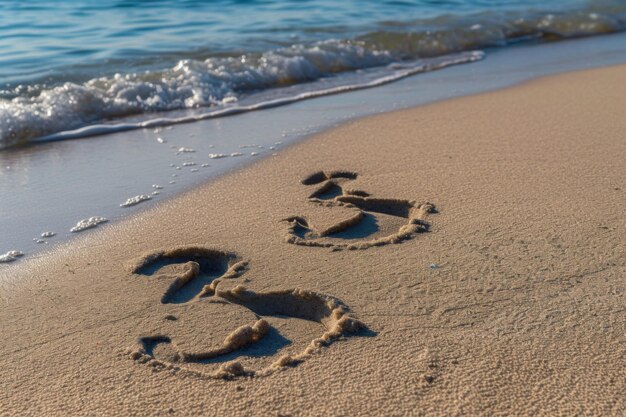 Photo someones name written in the sand at the beach