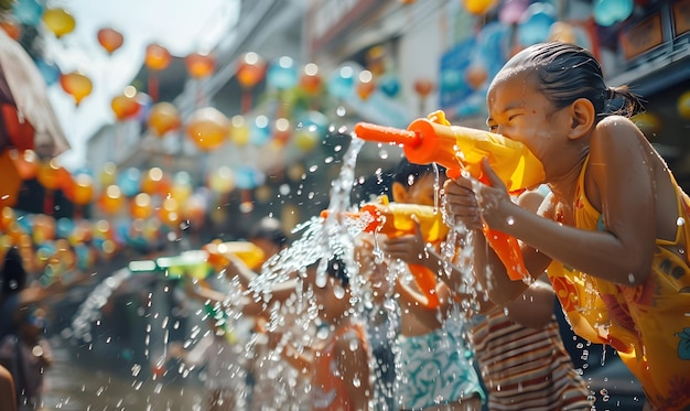 Photo songkran fastival water festival party day people celebrate songkran water day event festival