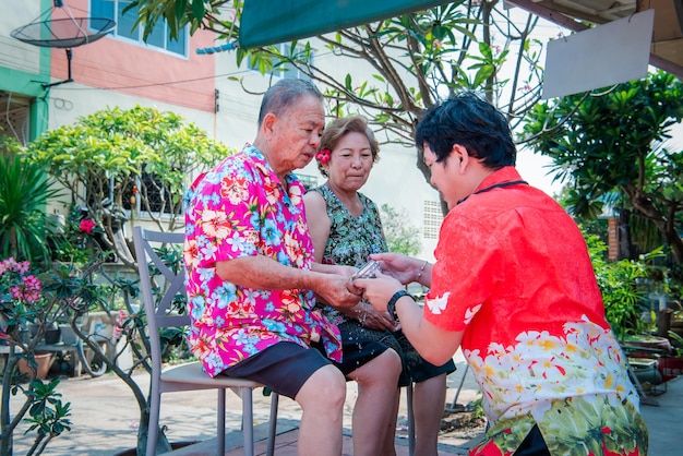 Songkran Festival bathe with respect to parents